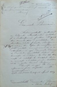Fig 1 - Invitație către primărie la redeschiderea Școlii bulgare, 1869 (DJAN Galați)